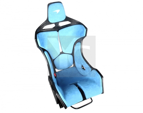 Universal Dry Carbon Racing Seat w/ Blue Cushion / Bracket / Seat Rail / Safety Belt Buckle Dry Carbon Fiber