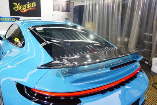 2019-2022 Porsche 911 992.1 Carrera & S & 4 & 4S Turbo-S-Conversion Rear Wing Spoiler with Stands & Base Dry Carbon Fiber